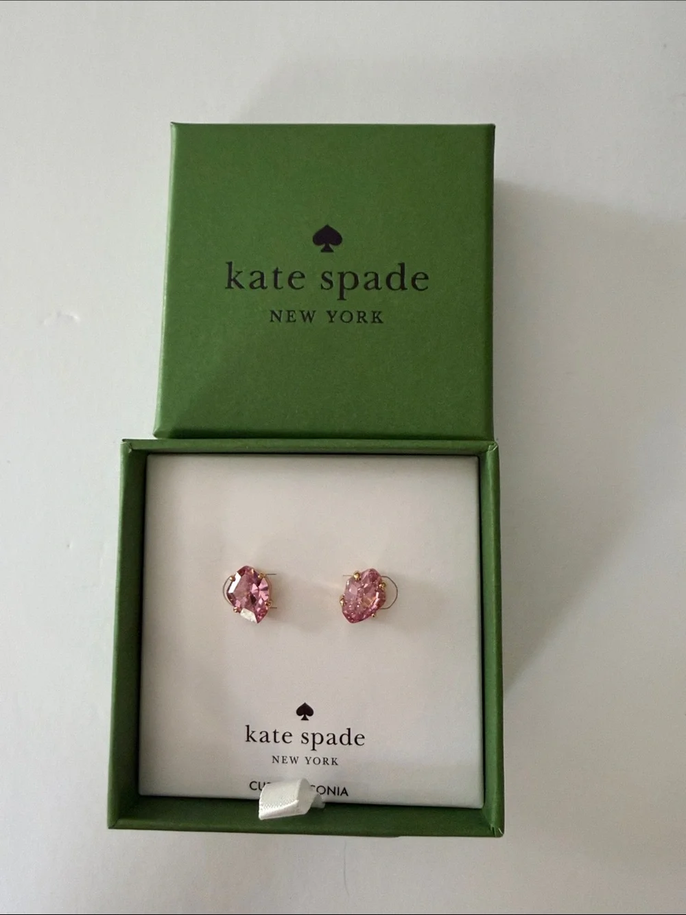 kate spade Pink Crystal Heart Stud Earrings